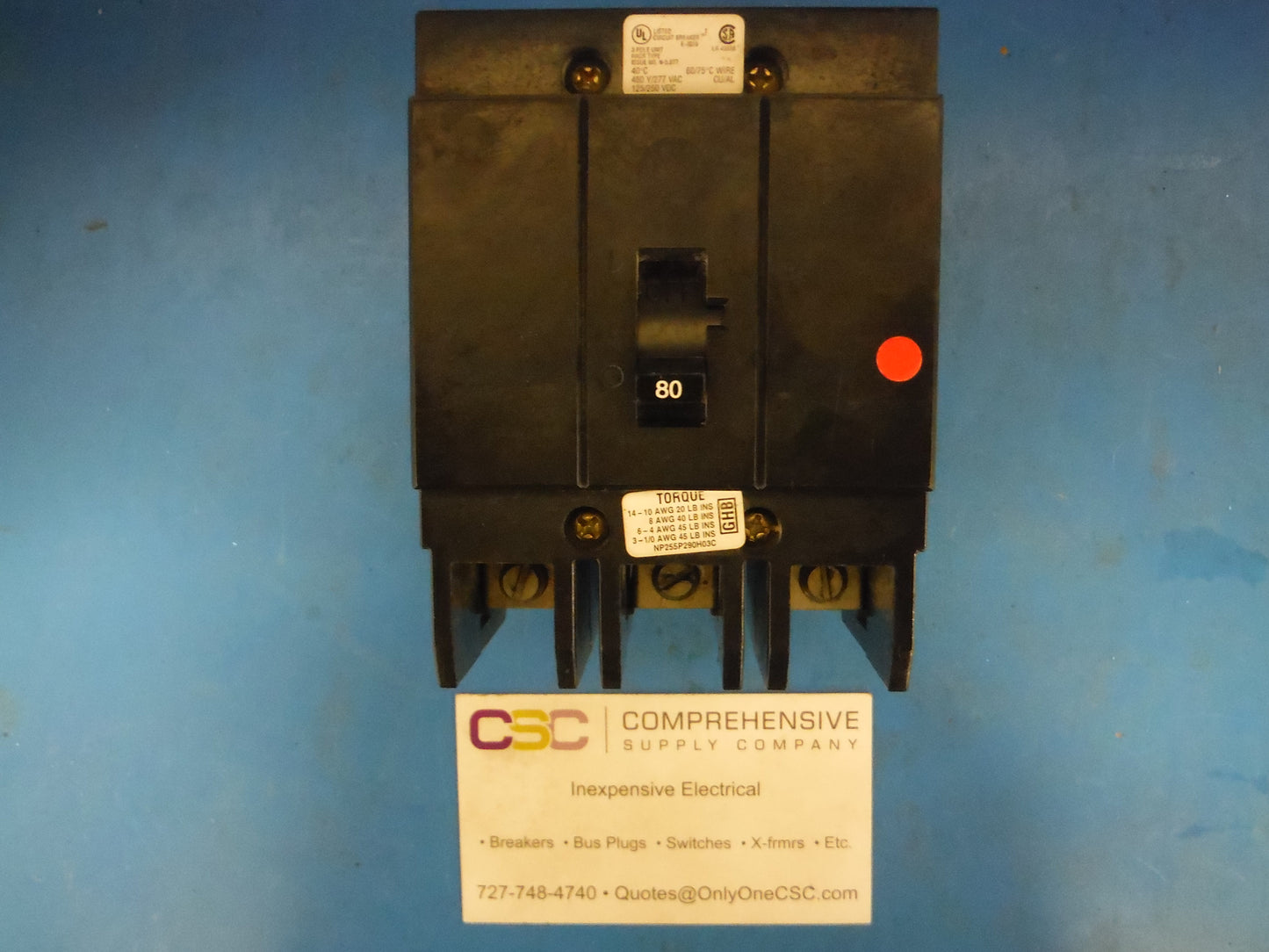 GHB3080 - Eaton 80A Amp 3P Pole 14kA@480Y/277V Bolt On Circuit Breaker
