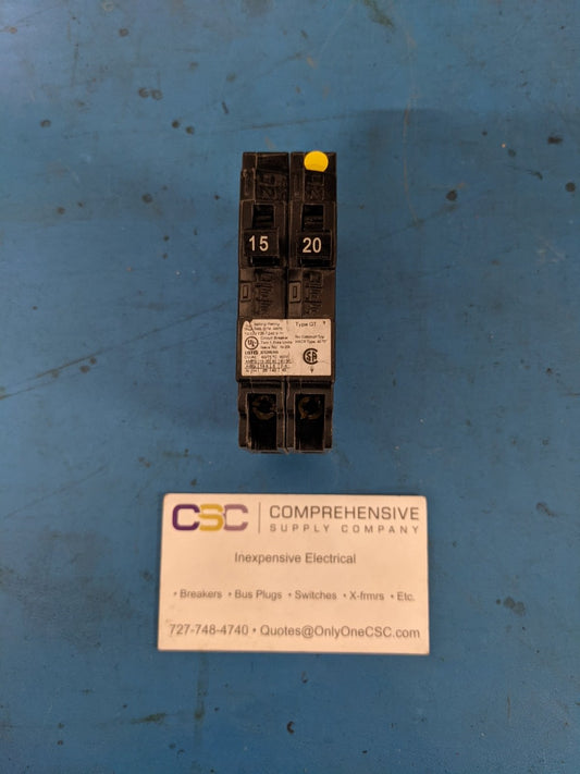 Q1520NC - Siemens 15A/20A Amp 2X1P Pole 10kA@120/240V Plug On Duplex Circuit Breaker W/Non-Ctl