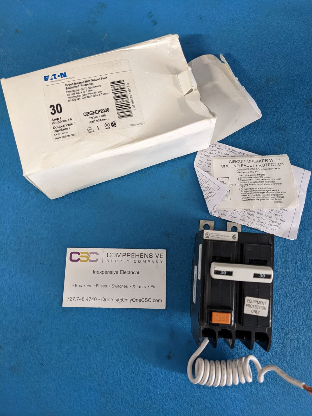 QBGFEP2030 - Eaton 30A Amp 2P Pole 10kA@120/240V Bolt On Ground Fault GFCI Epd Circuit Breaker