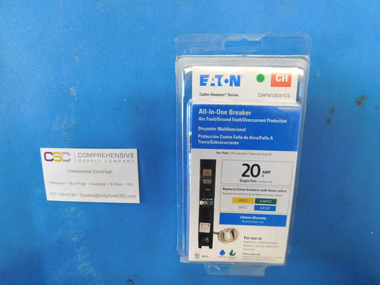 CHFN120A1 - Eaton 20A Amp 1P Pole 10kA@120V Plug On Dual Function AFCI/GFCI Circuit Breaker