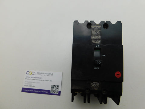 TEY340 - GE 40A Amp 3P Pole 14kA@480/277V Bolt On Circuit Breaker - Older Series