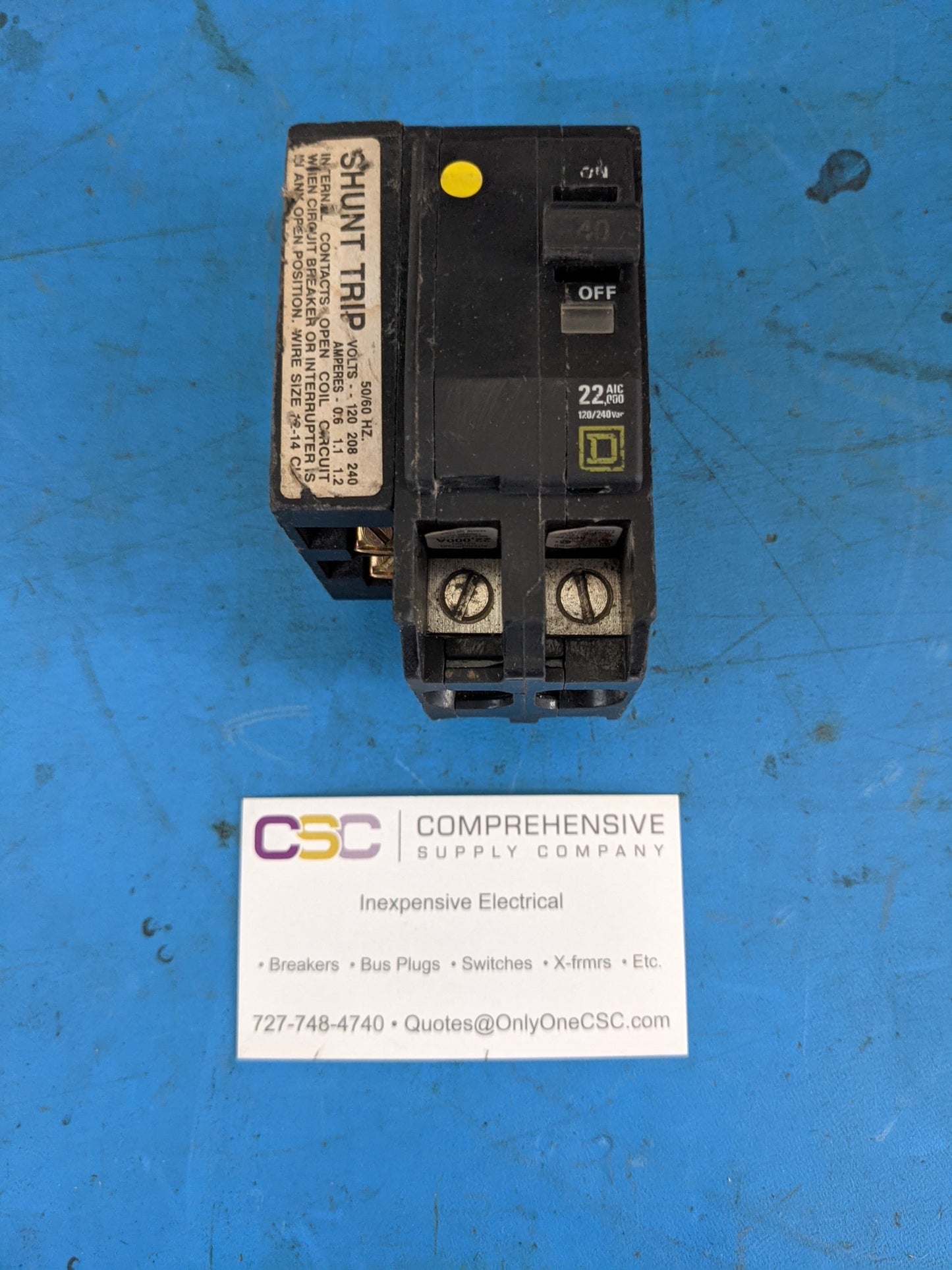 QOB240VH1021 - Square D 40A Amp 2P Pole 22kA@120/240V Bolt On Qob Circuit Breaker W/120/208/240V Shunt Trip