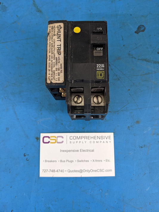 QOB240VH1021 - Square D 40A Amp 2P Pole 22kA@120/240V Bolt On Qob Circuit Breaker W/120/208/240V Shunt Trip