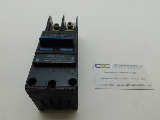 BJ2225 - Bryant 225A Amp 2P Pole 10kA@120/240V Plug On Main Circuit Breaker