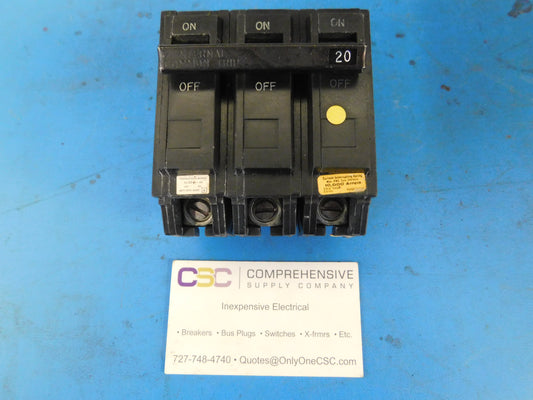 THQB32020 - GE 20A Amp 3P Pole 10kA@240V Bolt On Circuit Breaker - Older Series