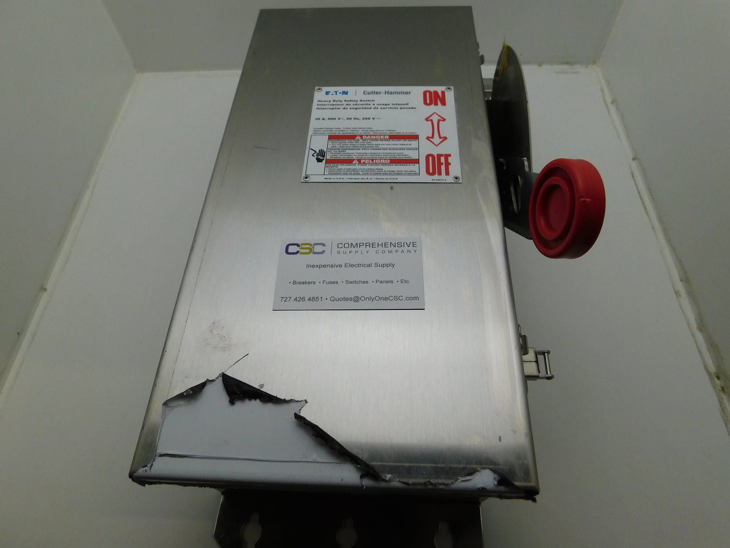 DH361FWK - Eaton 30A Amp 3P Pole 600V Nema 4/4X Fusible Heavy Duty Safety Switch