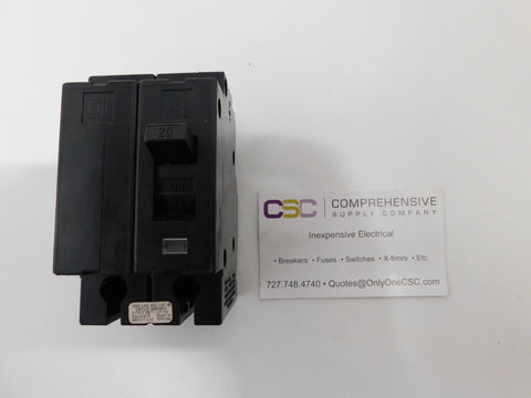EH24020 - Square D 20A Amp 2P Pole 14kA@480Y/277V Plug On Circuit Breaker