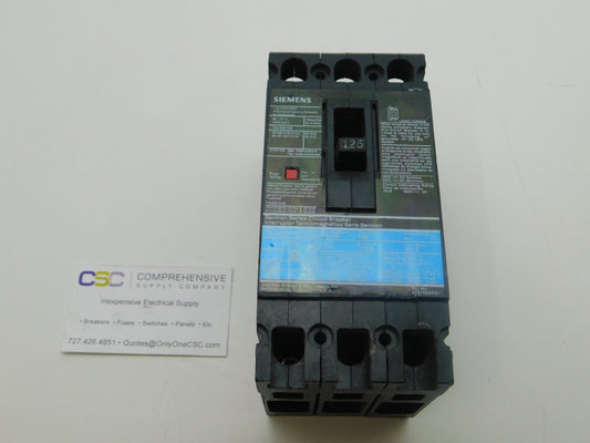 ED63B125 - Siemens 125A Amp 3P Pole 600V 25kA@480V Feed Through Circuit Breaker W/Black Label