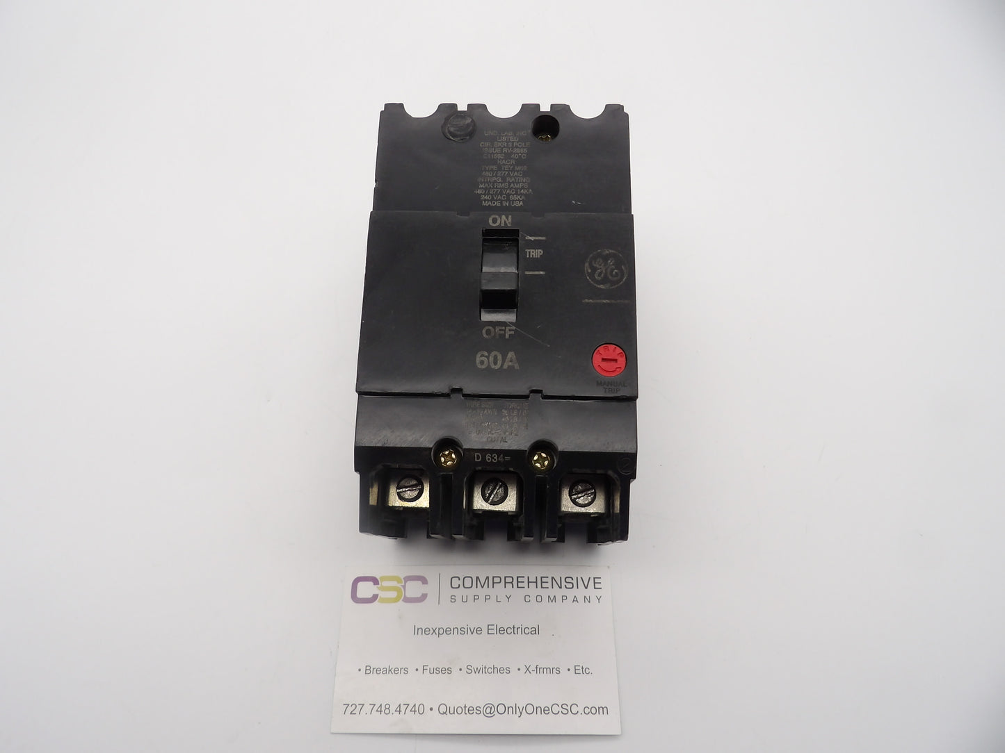 TEY360 - GE 60A Amp 3P Pole 14kA@480/277V Bolt On Circuit Breaker