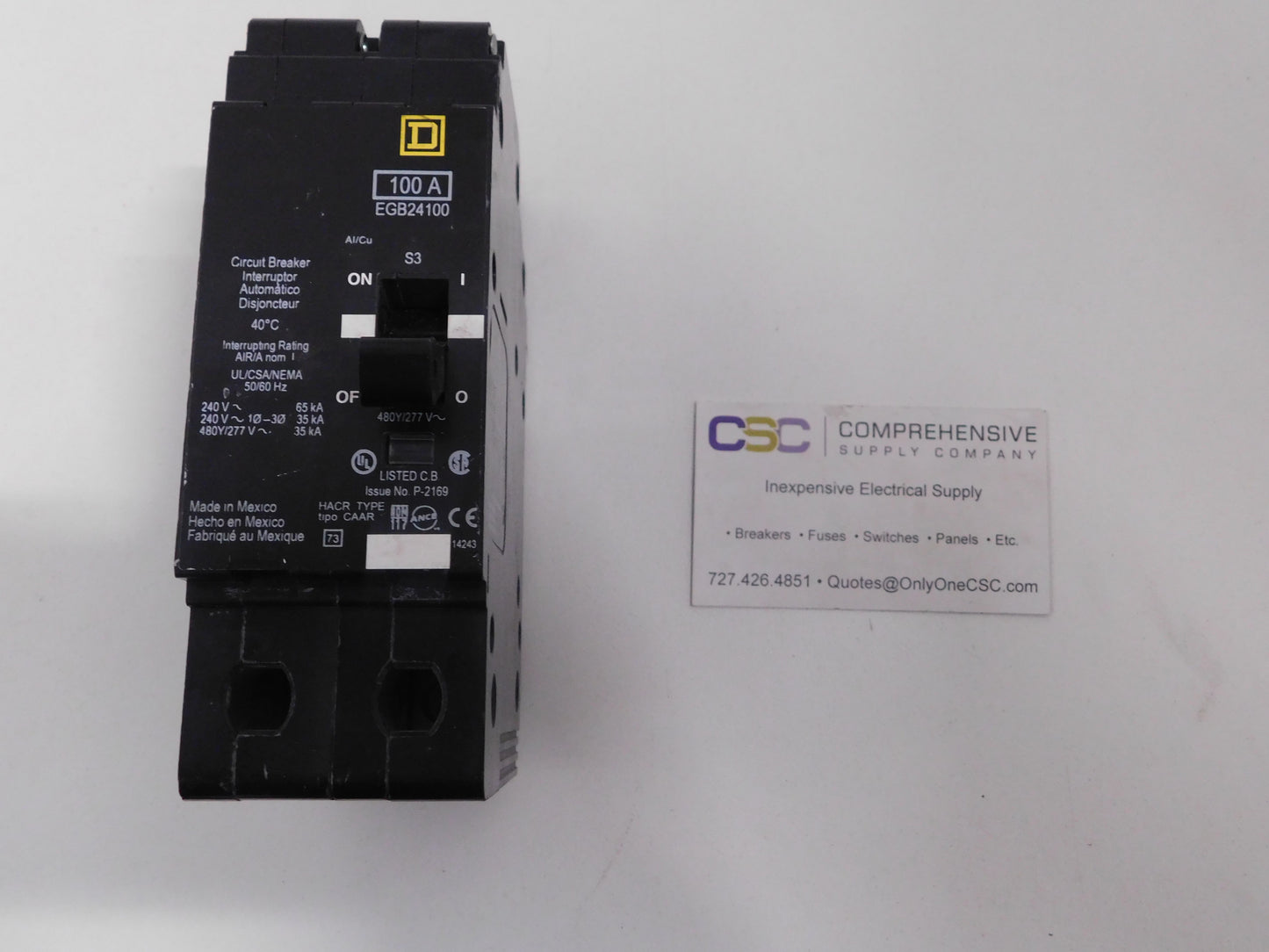 EGB24100 - Square D 100A Amp 2P Pole 35kA@480Y/277V Bolt On Circuit Breaker