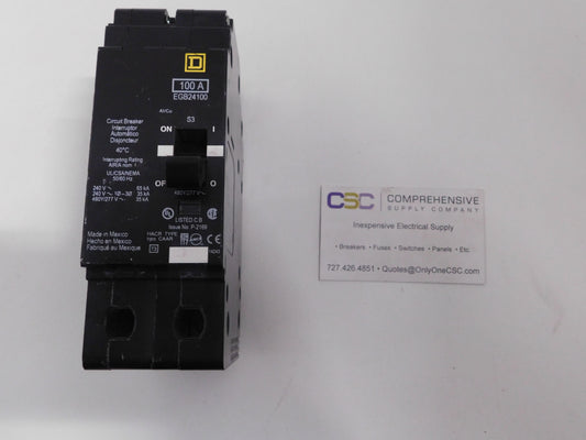 EGB24100 - Square D 100A Amp 2P Pole 35kA@480Y/277V Bolt On Circuit Breaker