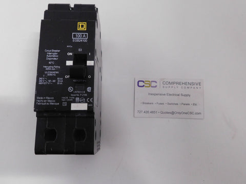 EGB24100 - Square D 100A Amp 2P Pole 35kA@480Y/277V Bolt On Circuit Breaker