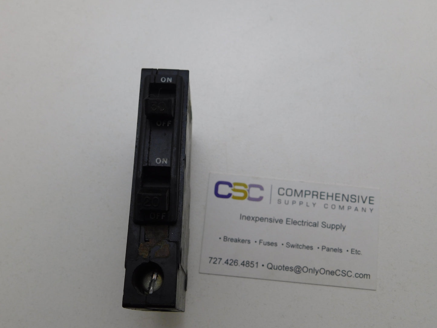 QOT3020 - Square D 30/20A Amp 2X1P Pole 10kA@120/240V Plug On Duplex Circuit Breaker - Older Series
