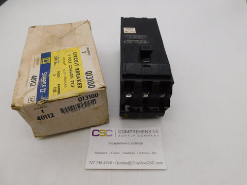 Q13100 - Square D 100A Amp 3P Pole 10kA@240V Plug On Circuit Breaker