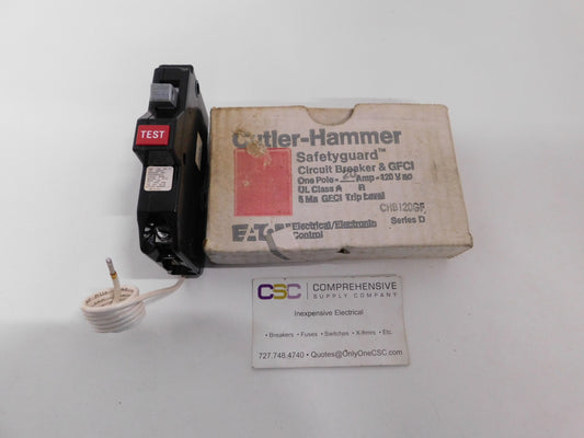 CHB120GF - Cutler Hammer 20A Amp 1P Pole 10kA@120V Bolt On Ground Fault GFCI Circuit Breaker