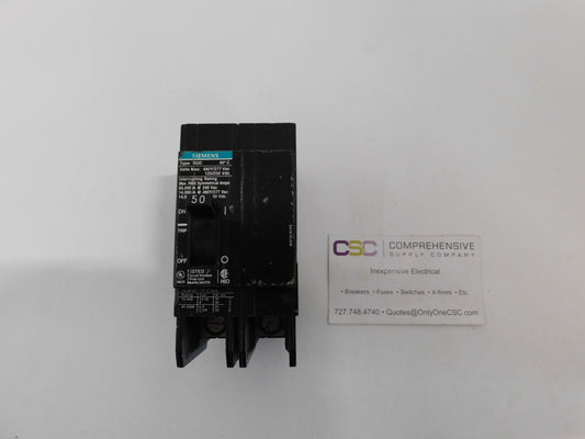 BQD250 - Siemens 50A Amp 2P Pole 14kA@480Y/277V Bolt On Black Circuit Breaker
