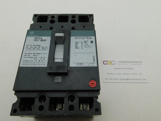 TED136060 - GE 60A Amp 3P Pole 600V 18kA@480V Bolt On Circuit Breaker
