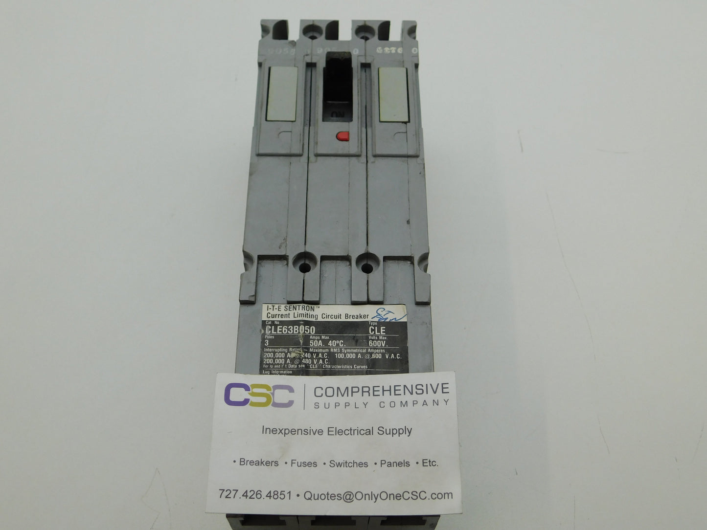 CLE63B050 - Siemens 50A Amp 3P Pole 600V 200kA@480V Bolt On Circuit Breaker W/Gray Label
