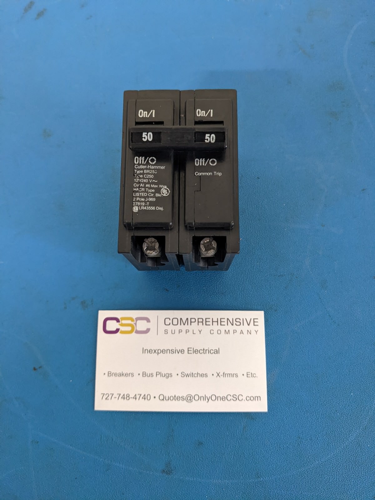 BR250 - Cutler Hammer 50A Amp 2P Pole 10kA@120/240V Plug On Circuit Breaker
