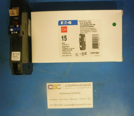 CHFP115DF - Eaton 15A Amp 1P Pole 10kA@120V Plug On Dual Function AFCI/GFCI Circuit Breaker