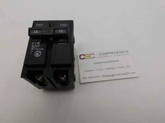 CL215 - Eaton 15A Amp 2P Pole 10kA@120/240V Plug On Circuit Breaker