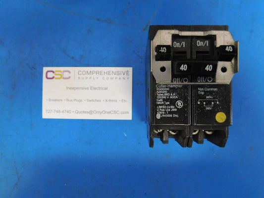 BQ240240 - Cutler Hammer 40/40/40/40A Amp 4P (2P/2P) Pole 10kA@120/240V Plug On Quadplex Circuit Breaker