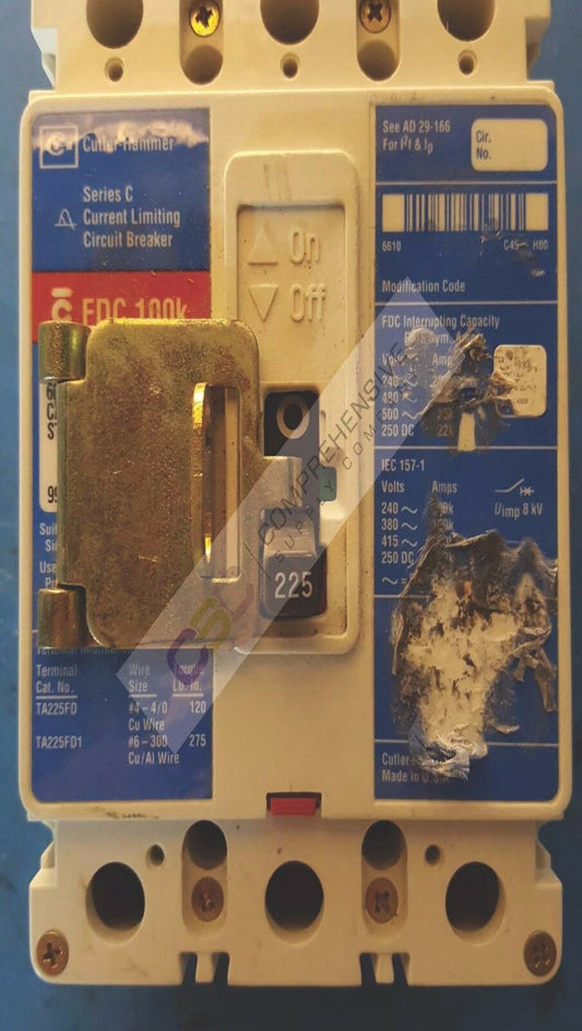 FDC3225 - Cutler Hammer 225A Amp 3P Pole 600V 100kA@480V Bolt On Circuit Breaker W/Blue Label