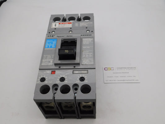 FXD63B070 - Siemens 70A Amp 3P Pole 600V 35kA@480V Bolt On Sentron Circuit Breaker W/Gray Label