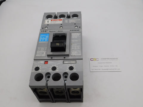 FXD63B070 - Siemens 70A Amp 3P Pole 600V 35kA@480V Bolt On Sentron Circuit Breaker W/Gray Label