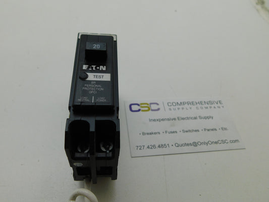 BRN120GF - Eaton 20A Amp 1P Pole 10kA@120V Plug On Ground Fault GFCI Circuit Breaker