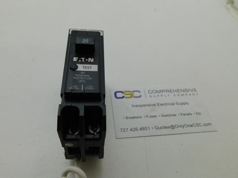 BRN120GF - Eaton 20A Amp 1P Pole 10kA@120V Plug On Ground Fault GFCI Circuit Breaker