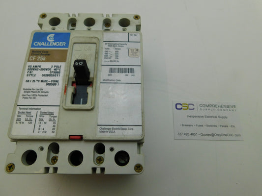 CF3060 - Challenger 60A Amp 3P Pole 600V 25kA@480V Bolt On Circuit Breaker