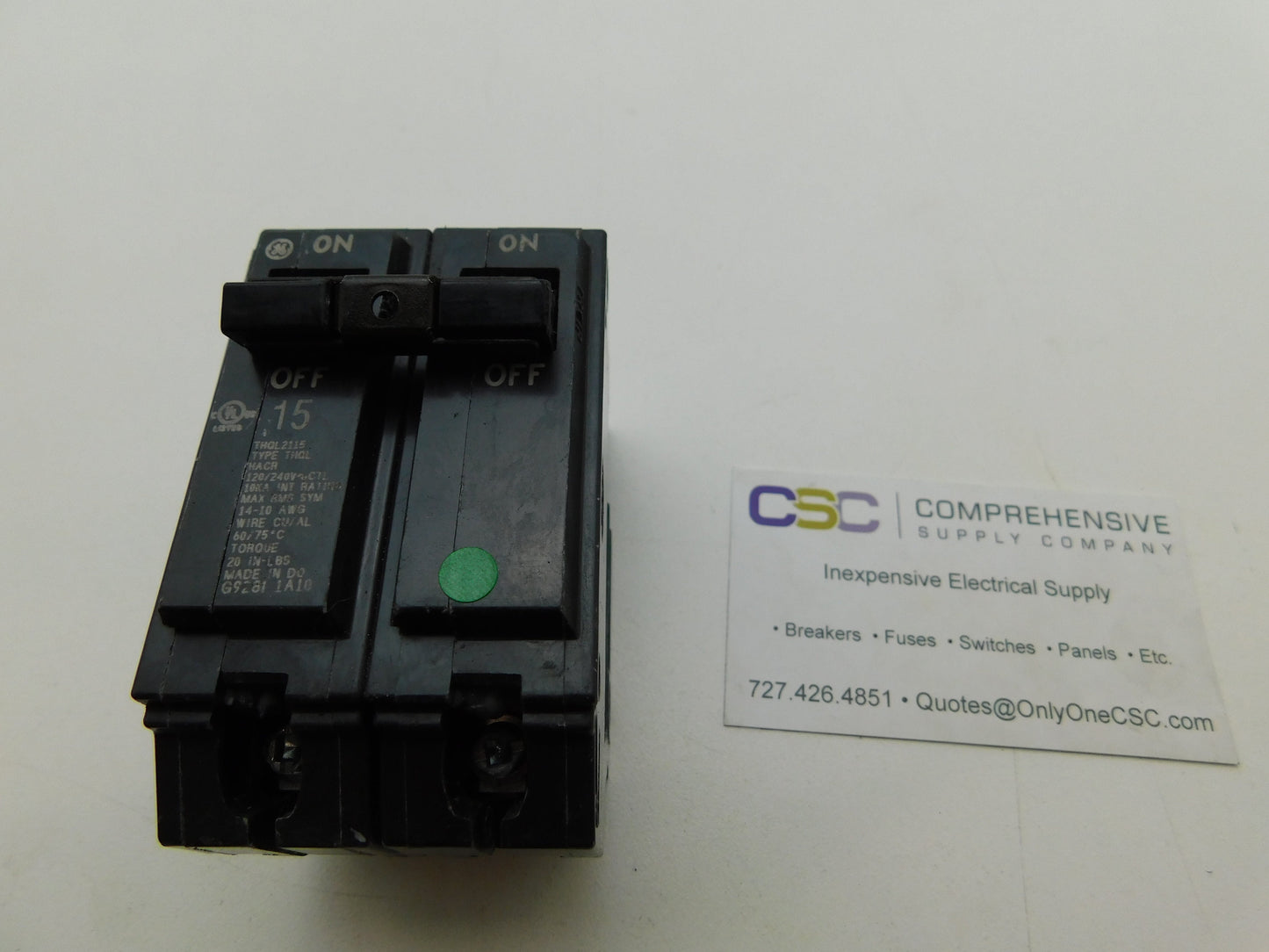 THQL2115 - GE 15A Amp 2P Pole 10kA@120/240V Plug On Circuit Breaker