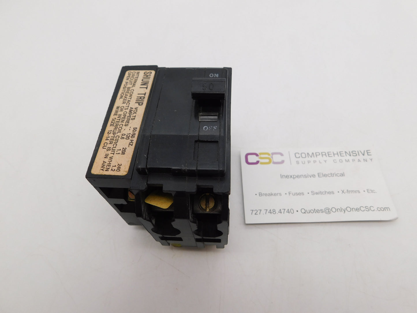 QO2501021 - Square D 50A Amp 2P Pole 10kA@120/208/240V Plug On Black Circuit Breaker W/120/240V Shunt Trip