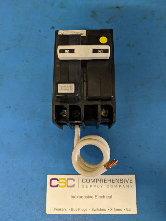 THQL2150GFI - GE 50A Amp 2P Pole 10kA@120/240V Plug On Ground Fault GFCI Circuit Breaker