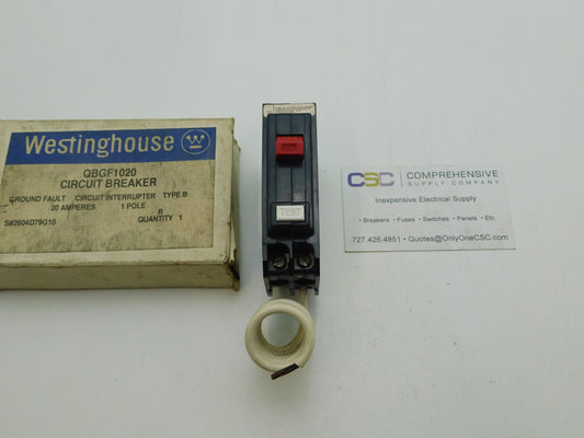 QBGF1020 - Westinghouse 20A Amp 1P Pole 10kA@120V Bolt On Ground Fault GFCI Circuit Breaker W/Red Handle