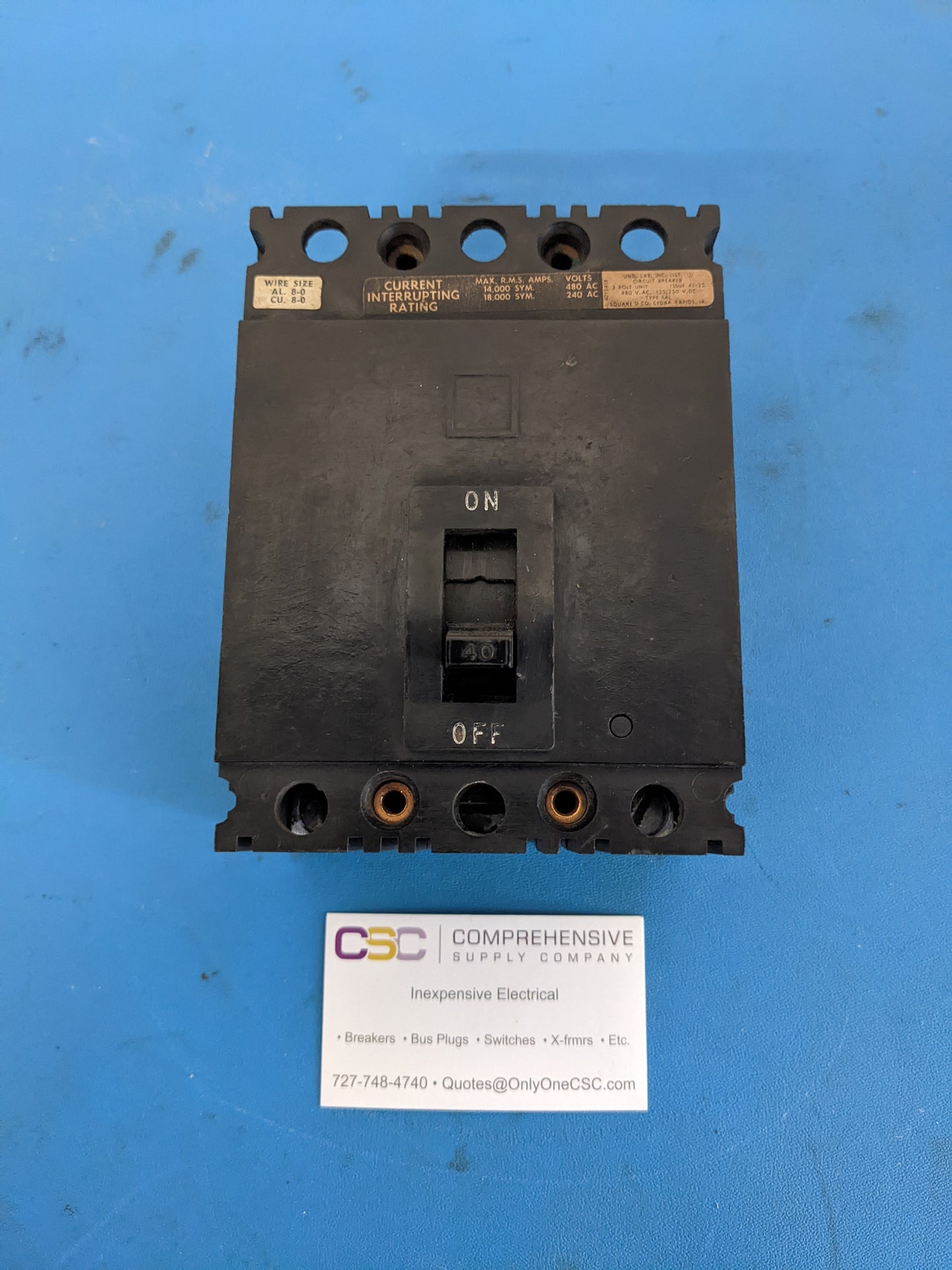 FAL34040 - Square D 40A Amp 3P Pole 18kA@480V Bolt On Blackcircuit Breaker
