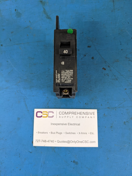 BQ1B040 - Siemens 40A Amp 1P Pole 10kA@!40/240V Bolt On Bq Circuit Breaker