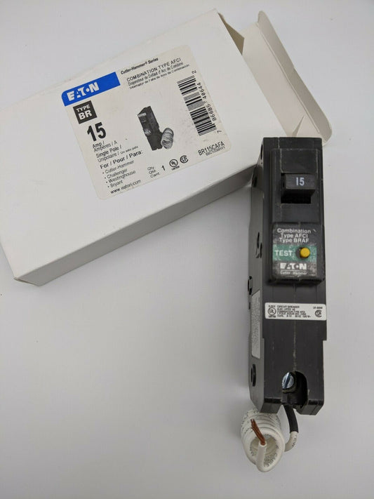 BR115CAFA - Cutler Hammer 15A Amp 1P Pole 10kA@120V Plug On Combo Arc Fault AFCI Circuit Breaker
