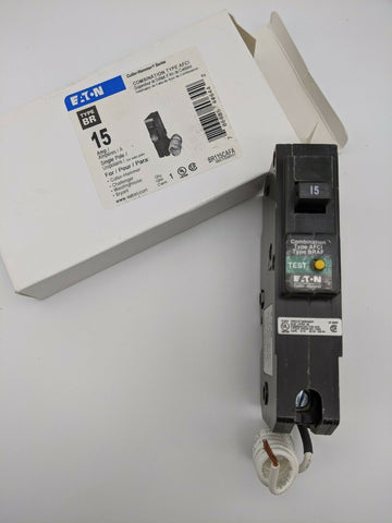 BR115CAFA - Cutler Hammer 15A Amp 1P Pole 10kA@120V Plug On Combo Arc Fault AFCI Circuit Breaker