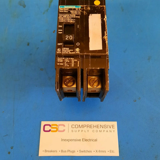 BQD220 - Siemens 20A Amp 2P Pole 14kA@480Y/277V Bolt On Circuit Breaker