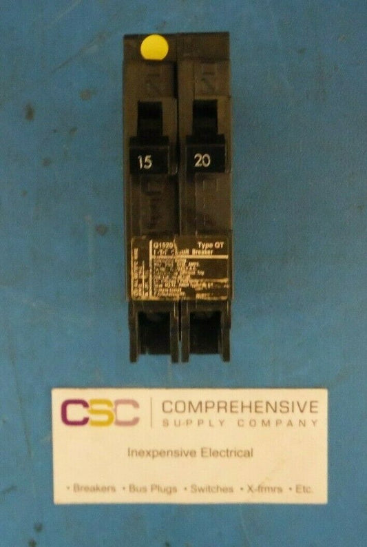 Q1520 - ITE 15A/20A Amp 2X1P Pole 10kA@120/240V Plug On Duplex Circuit Breaker - Older Series