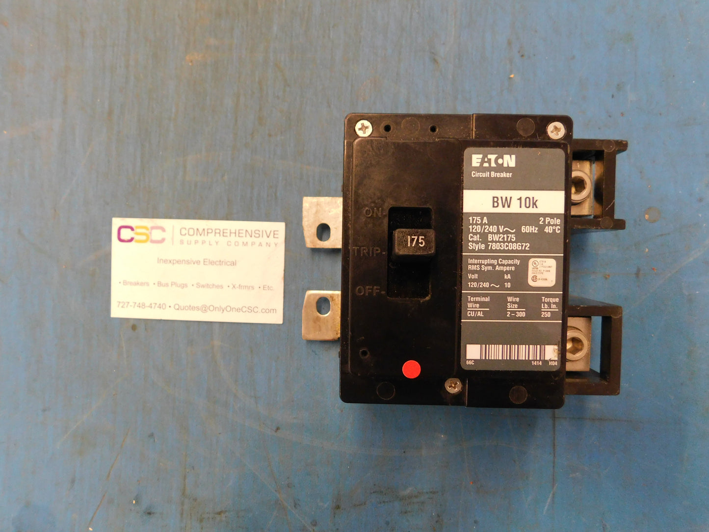 BW2175 - Eaton 175A Amp 2P Pole 10kA@120/240V Bolt On Main Circuit Breaker
