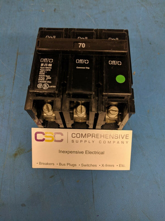 BR370 - Cutler Hammer 70A Amp 3P Pole 10kA@240V Plug On Br Circuit Breaker