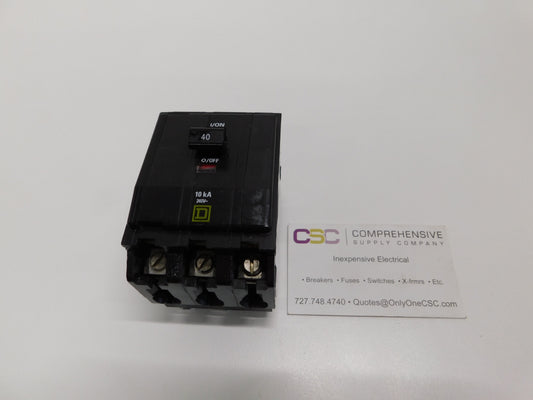 QO340 - Square D 40A Amp 3P Pole 10kA@240V Plug On Circuit Breaker