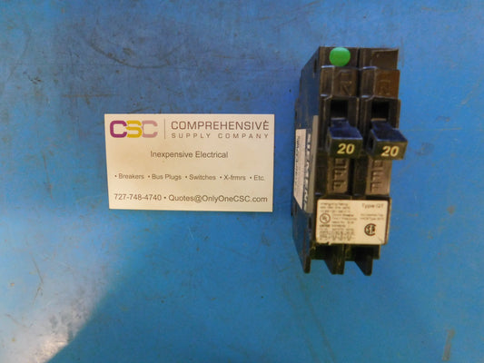 Q2020NC - Siemens 20/20A Amp 2X1P Pole 10kA@120/240V Plug On Duplex Circuit Breaker W/Non-Ctl