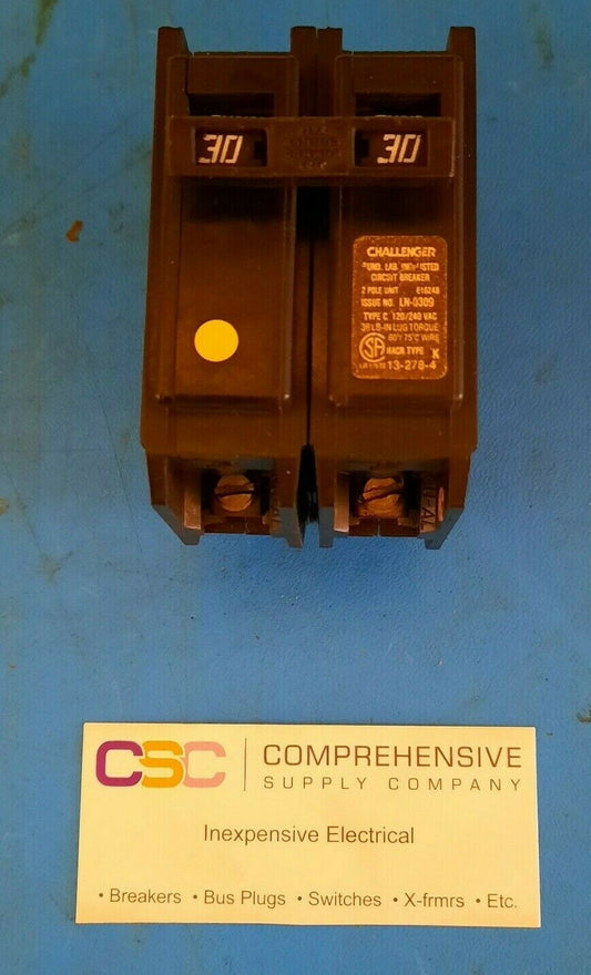 C230 - Challenger 30A Amp 2P Pole 10kA@120/240V Plug On Circuit Breaker - Older Series