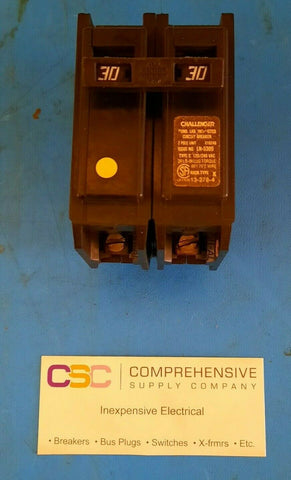 C230 - Challenger 30A Amp 2P Pole 10kA@120/240V Plug On Circuit Breaker - Older Series