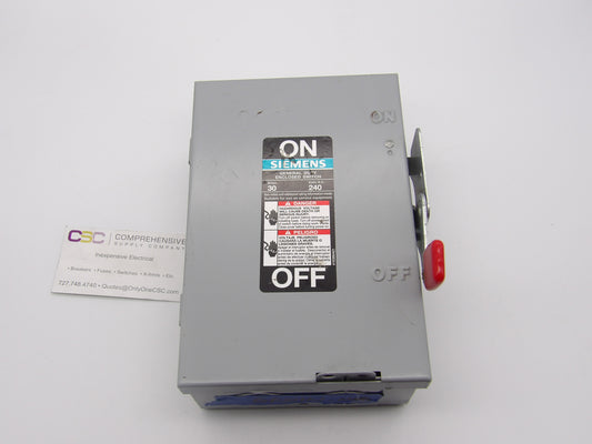 GF221N - Siemens 30A Amp 2P Pole 240V Nema 1 Fusible General Duty Safety Switch