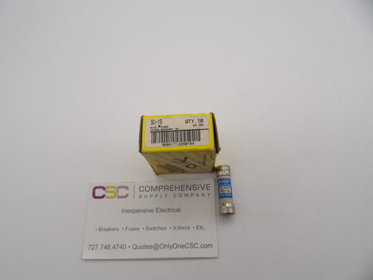 SC-15 - Bussmann 15A Amp 600V Class G Time Delay Cartridge Fuse - 10Pk